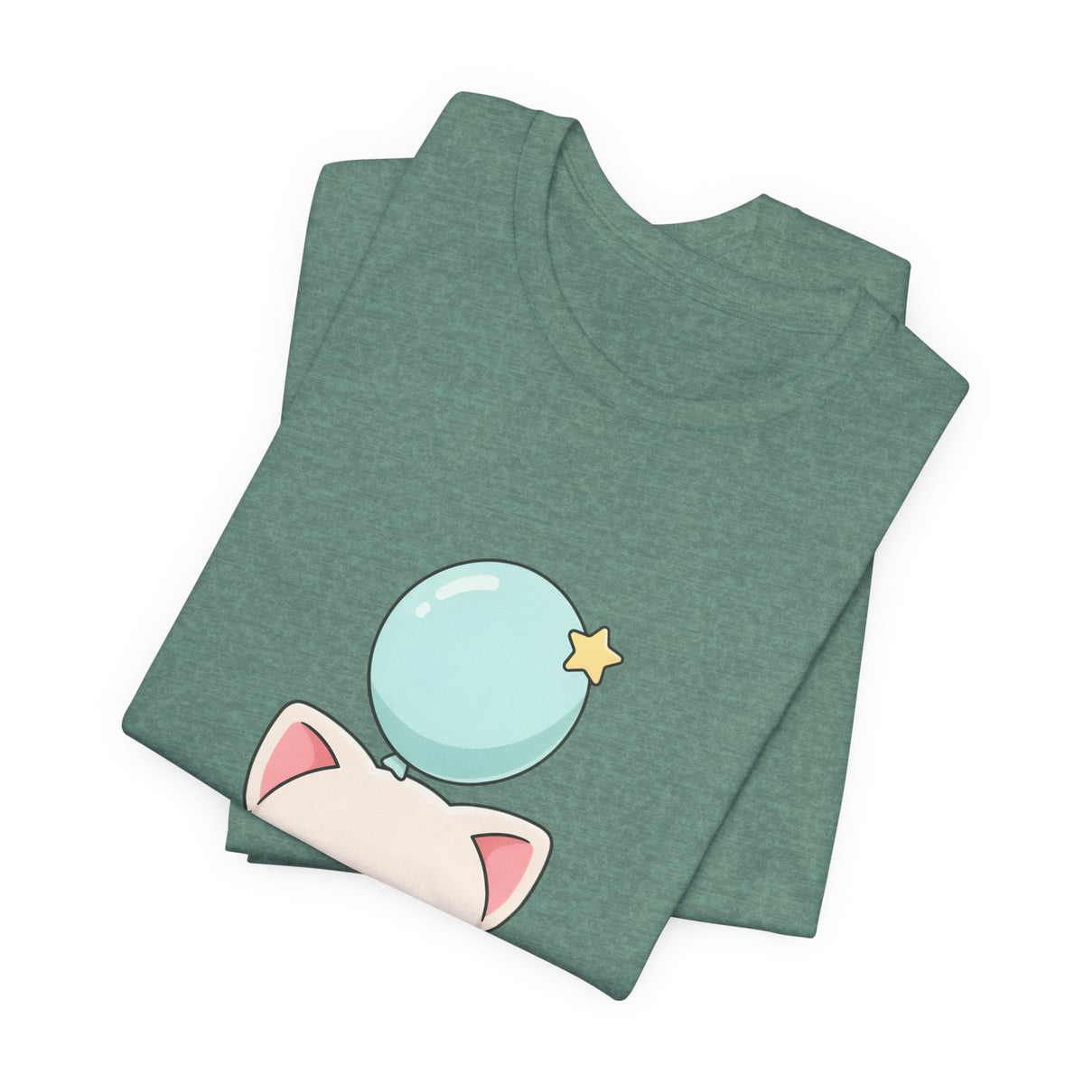 Kawaii Cat Balloon T-Shirt, Cute Chibi Kitty Tee