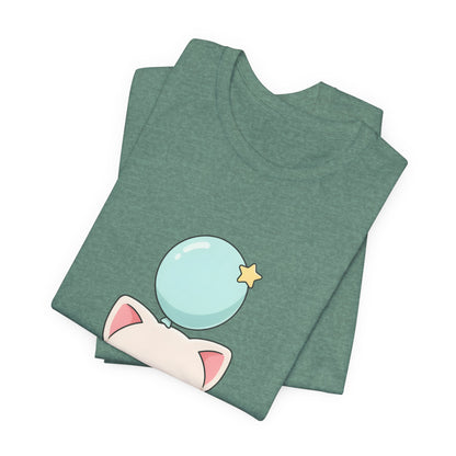 Kawaii Cat Balloon T-Shirt, Cute Chibi Kitty Tee