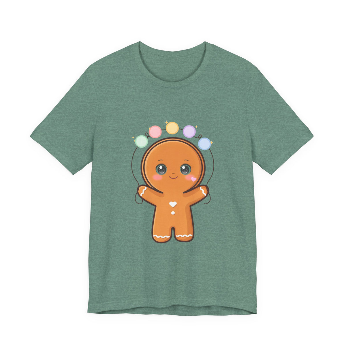 Kawaii Gingerbread Man Christmas T-Shirt, Cute Holiday Tee