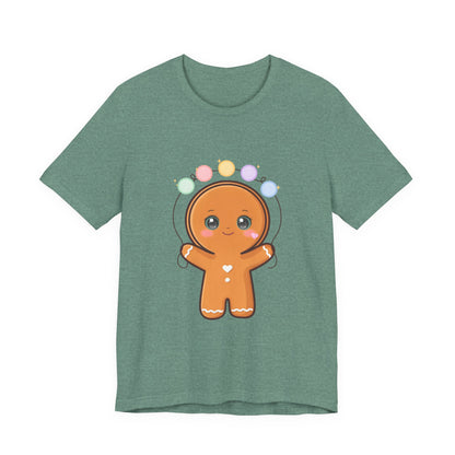 Kawaii Gingerbread Man Christmas T-Shirt, Cute Holiday Tee