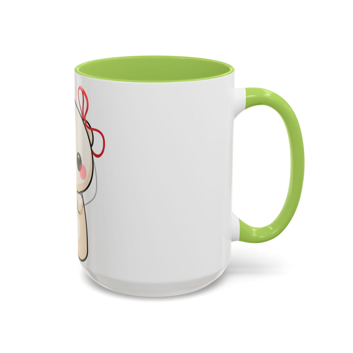 Kawaii Polar Bear Mug, Cute Jingle Bell Accent Coffee Cup