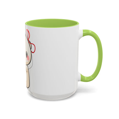 Kawaii Polar Bear Mug, Cute Jingle Bell Accent Coffee Cup
