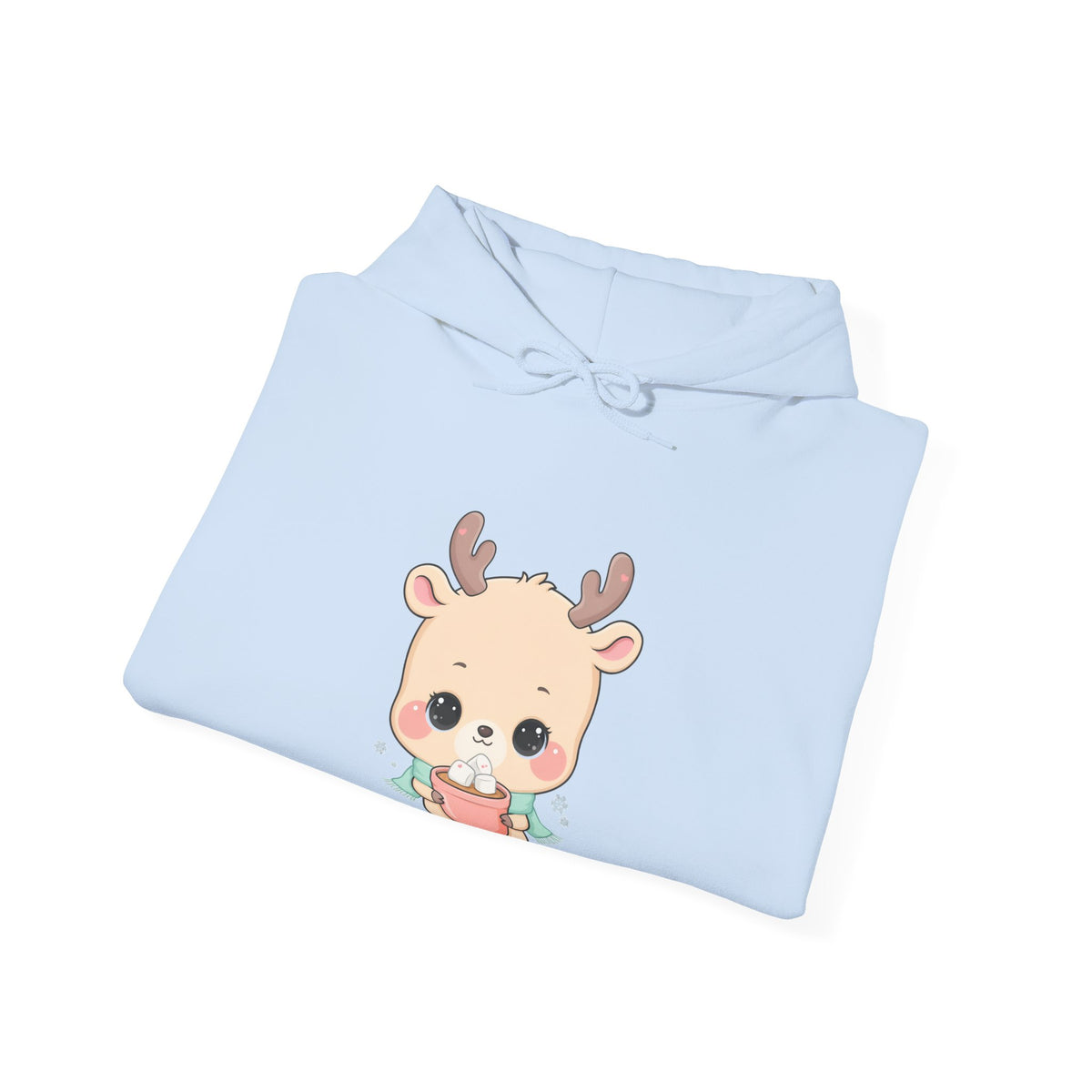 Kawaii Reindeer Hoodie, Cozy Hot Cocoa Sweatshirt