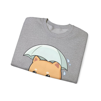 Kawaii Shiba Inu Sweatshirt, Cute Rainy Day Crewneck