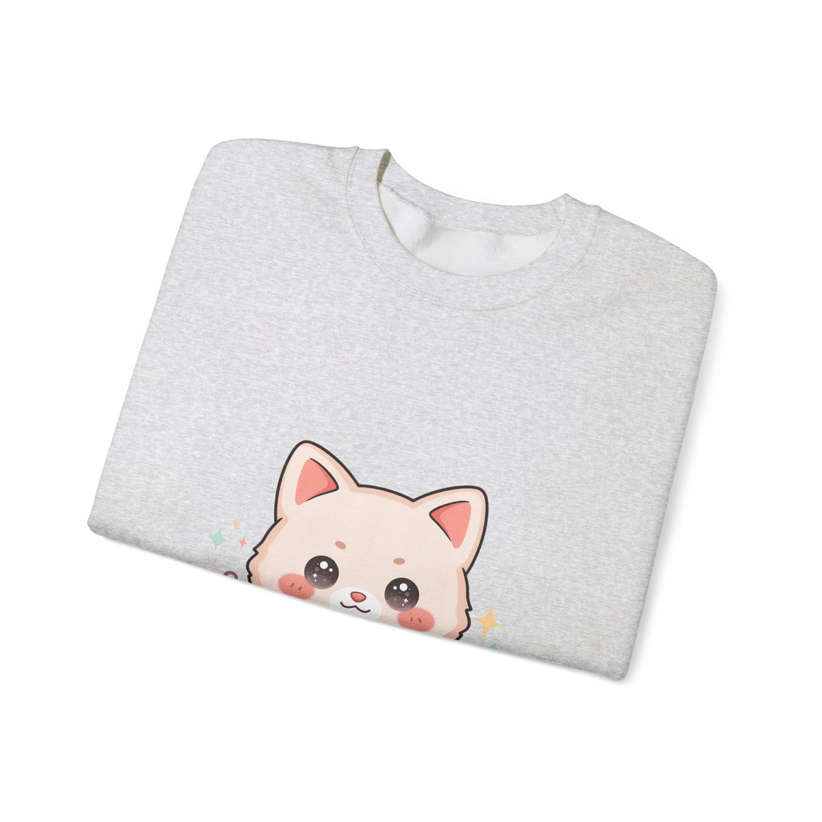 Kawaii Cat Sweatshirt, Cute Crescent Moon Kitten