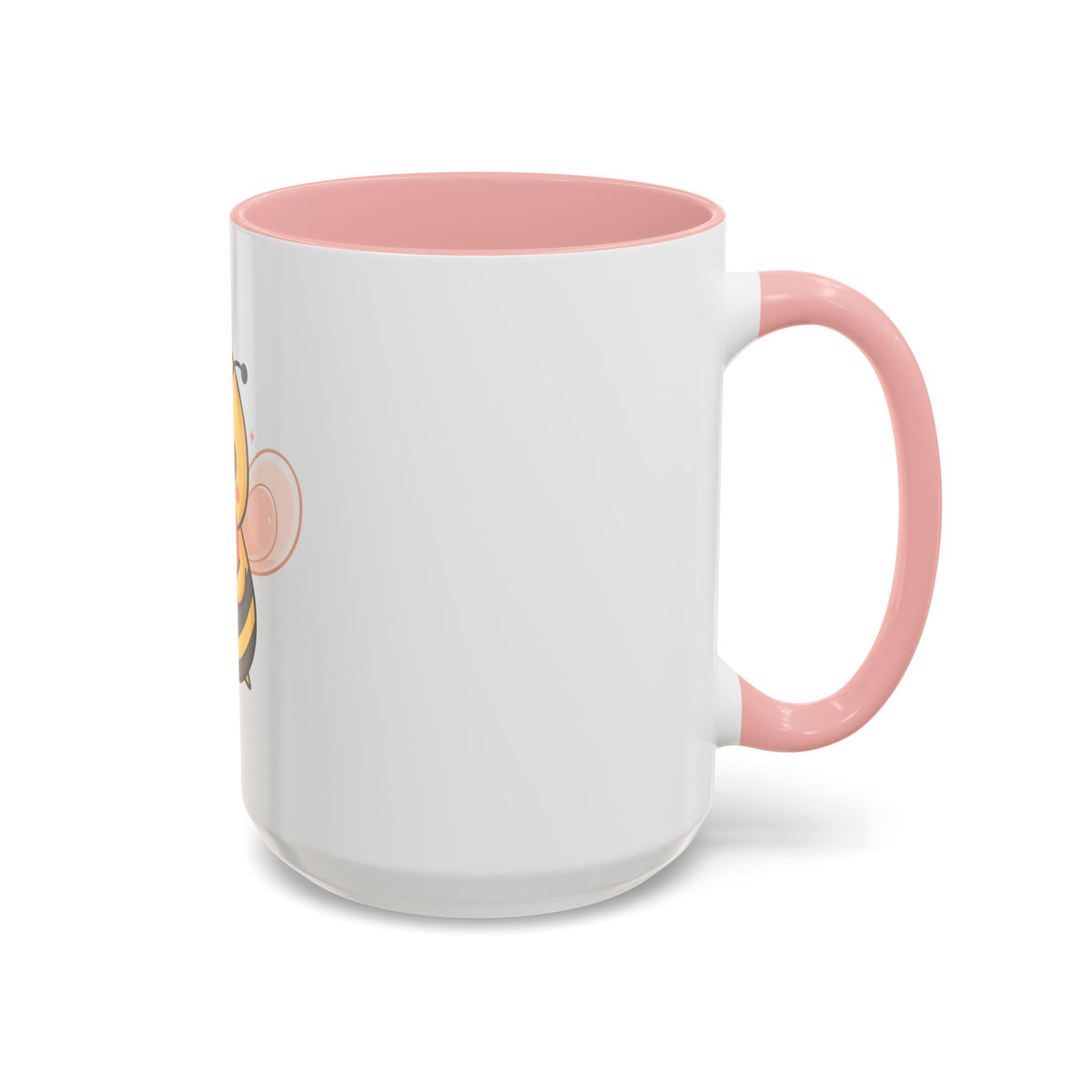 Kawaii Bee Accent Coffee Mug with Pink Heart