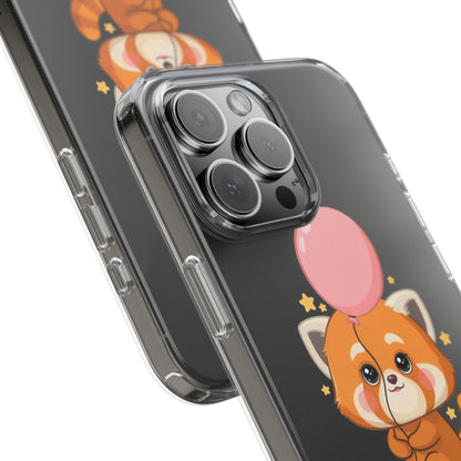 Kawaii Red Panda Clear Impact-Resistant Case with Balloon