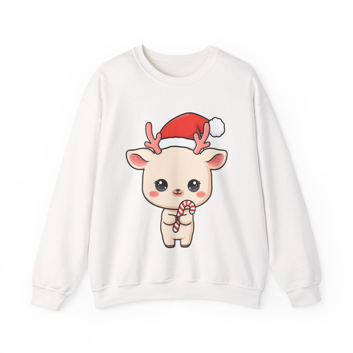Kawaii Reindeer Christmas Sweatshirt, Cute Holiday Crewneck