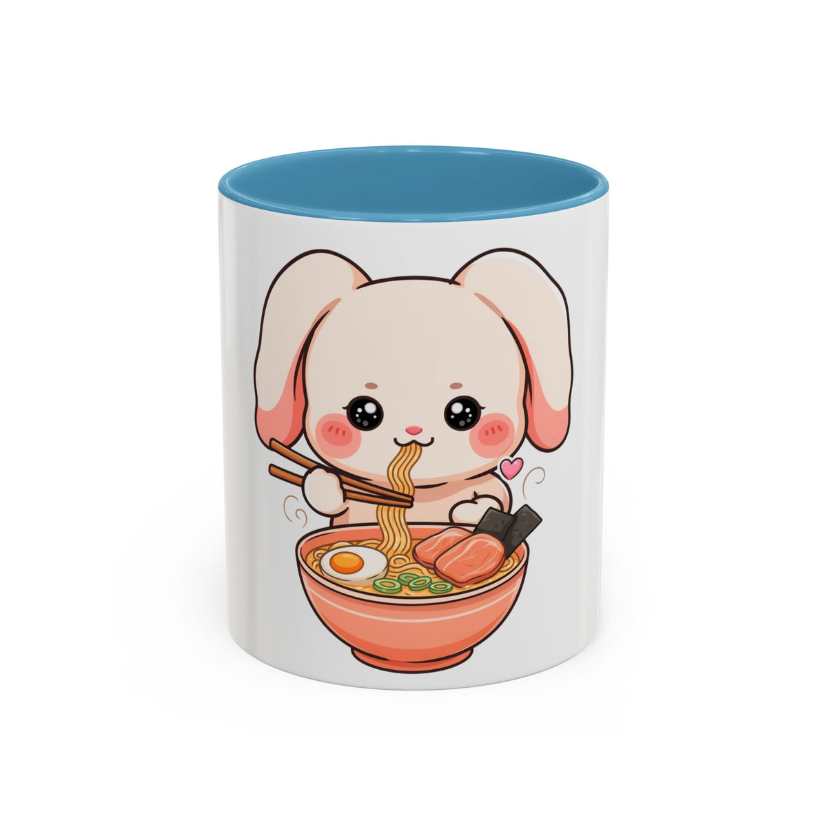 Kawaii Ramen Bunny Accent Coffee Mug, 11 oz or 15 oz