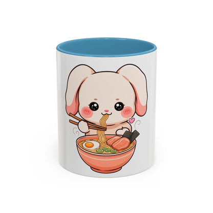 Kawaii Ramen Bunny Accent Coffee Mug, 11 oz or 15 oz