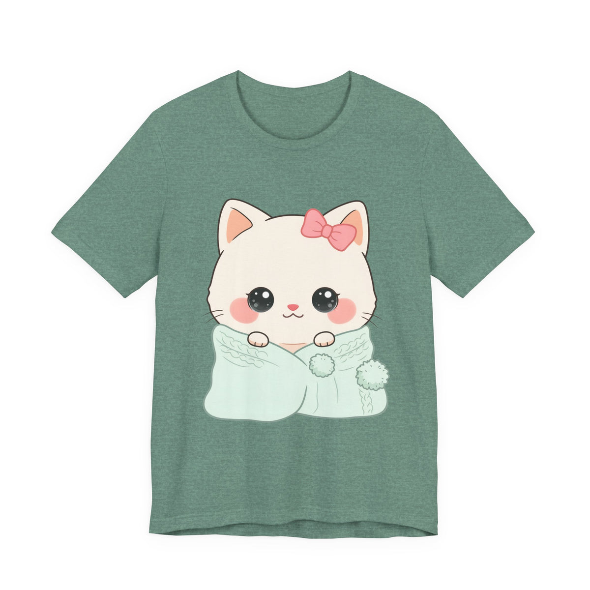 Kawaii Cat T-Shirt, Cozy Blanket Kitty for Cat Lovers