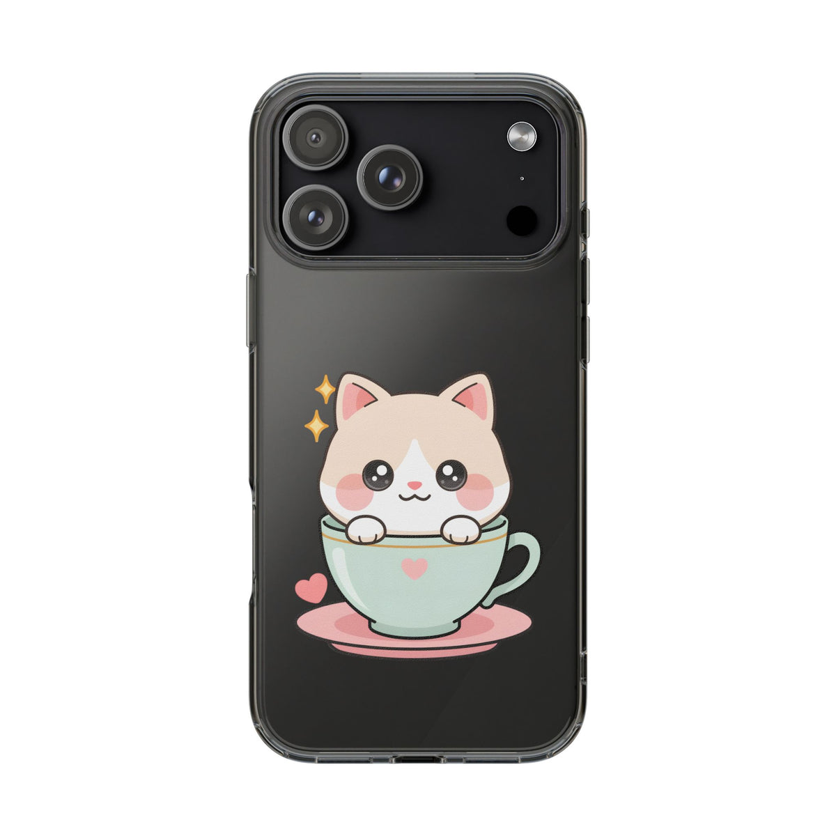 Kawaii Cat Phone Case, Cute Teacup Kitty Gift