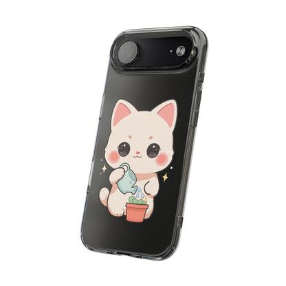Kawaii Cat Phone Case, Cute Plant Lover Gift
