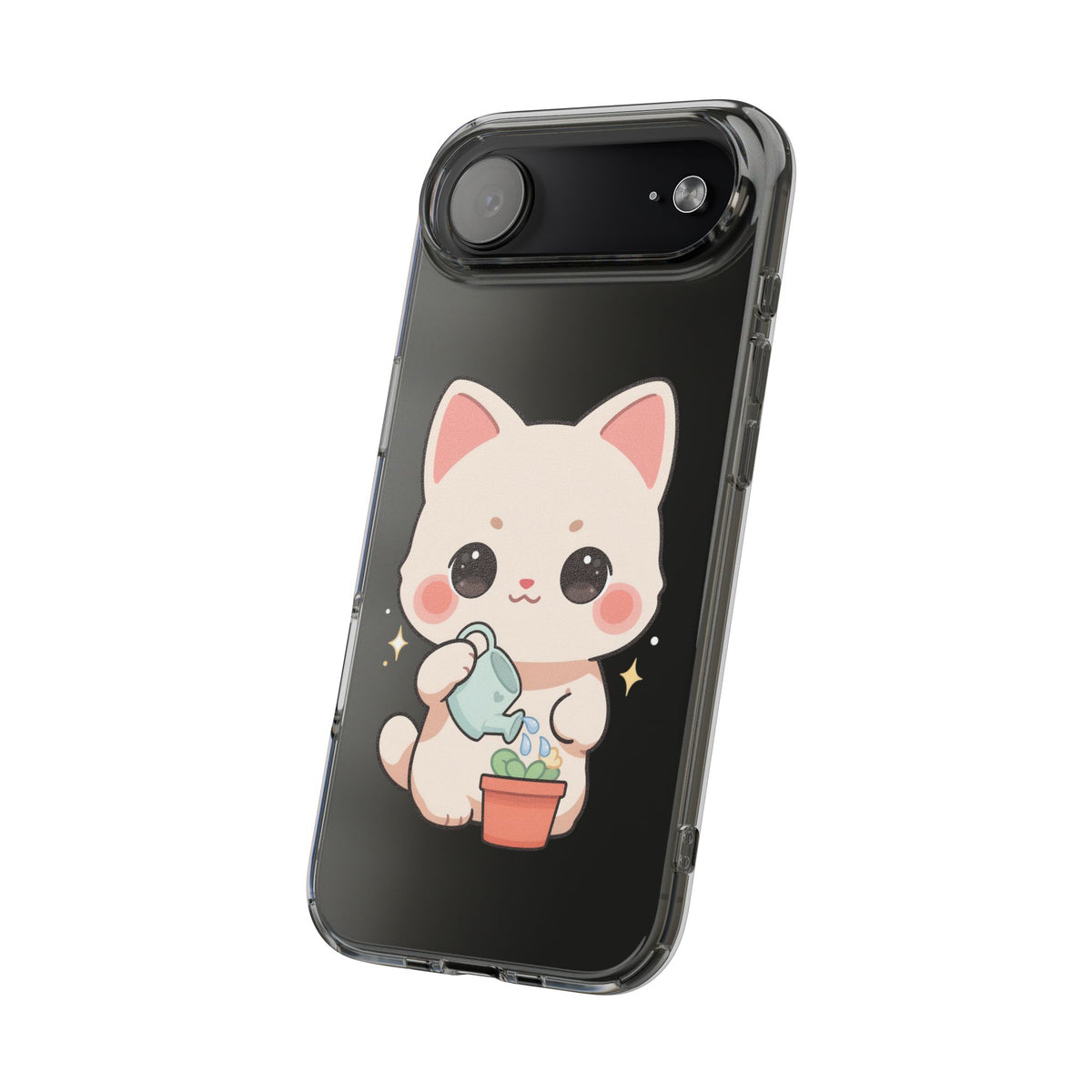 Kawaii Cat Phone Case, Cute Plant Lover Gift