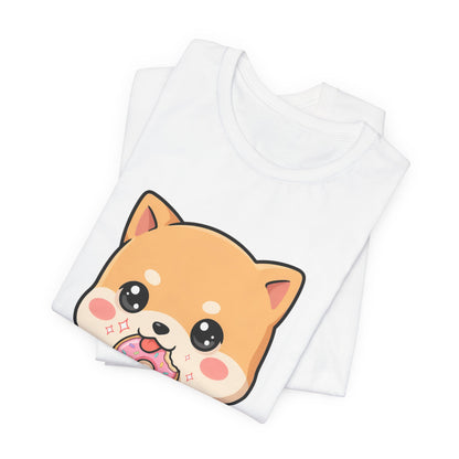 Kawaii Shiba Inu Donut Unisex Jersey Short Sleeve Tee