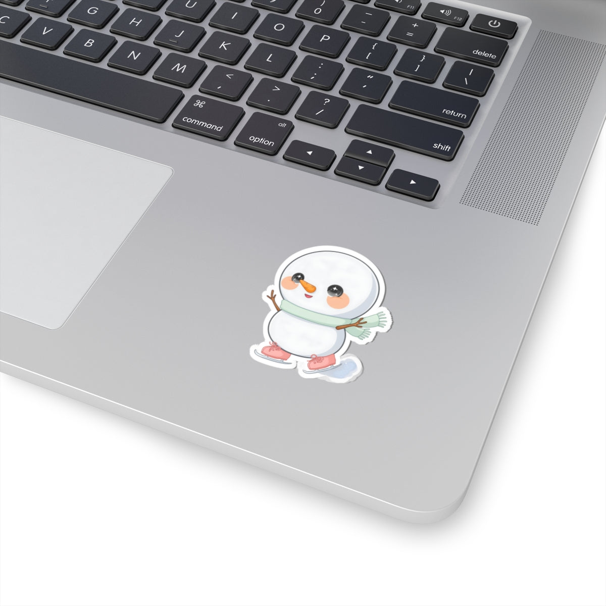 Kawaii Snowman Sticker, Cute Ice Skating Winter Decor