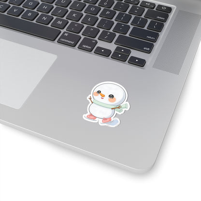 Kawaii Snowman Sticker, Cute Ice Skating Winter Decor