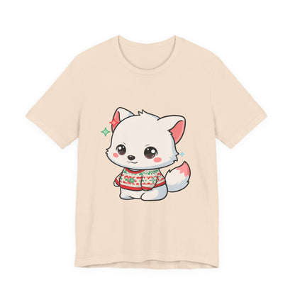 Kawaii Arctic Fox Christmas T-Shirt for Cute Holiday Fans