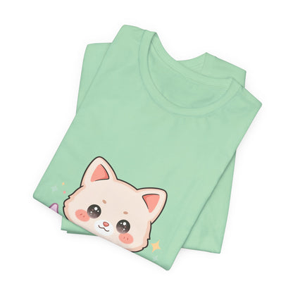 Kawaii Cat Moon T-Shirt for Cozy Night Owls