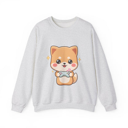 Kawaii Gamer Shiba Inu Sweatshirt for Cozy Gaming Days