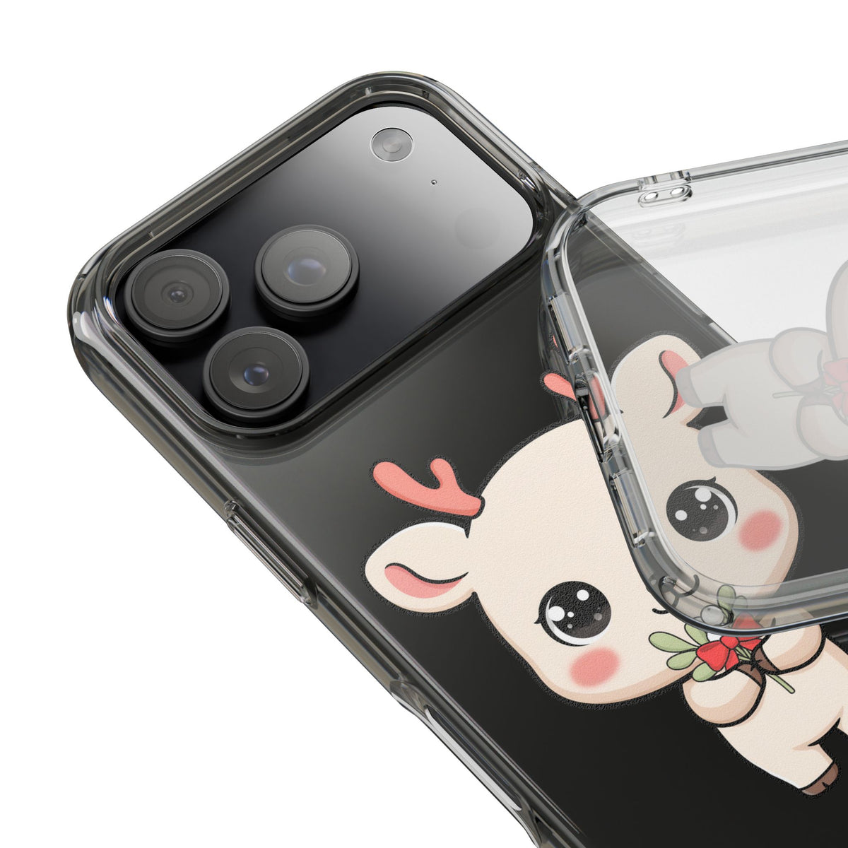 Kawaii Christmas Reindeer Clear Phone Case Gift