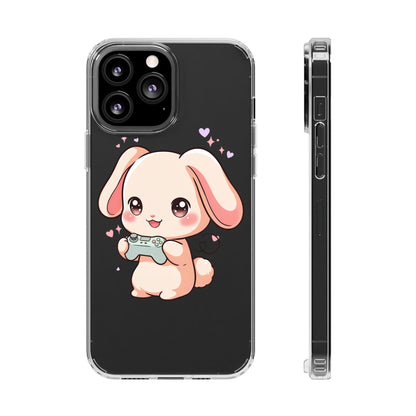 Kawaii Bunny Gamer Clear Impact-Resistant Phone Case