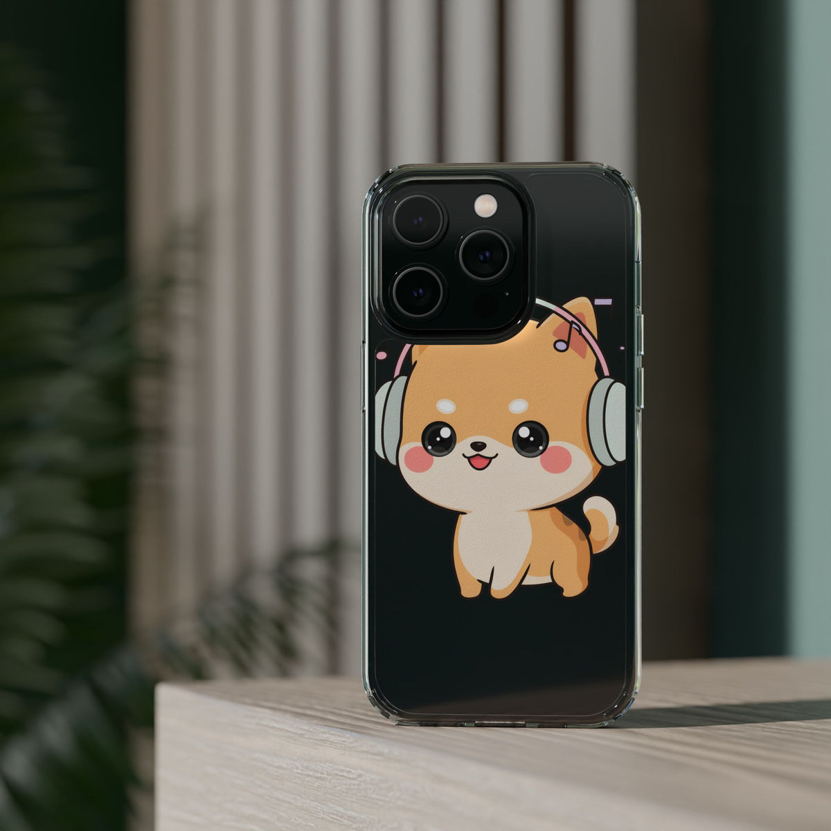 Kawaii Shiba Inu Phone Case – Music Lover Clear Case