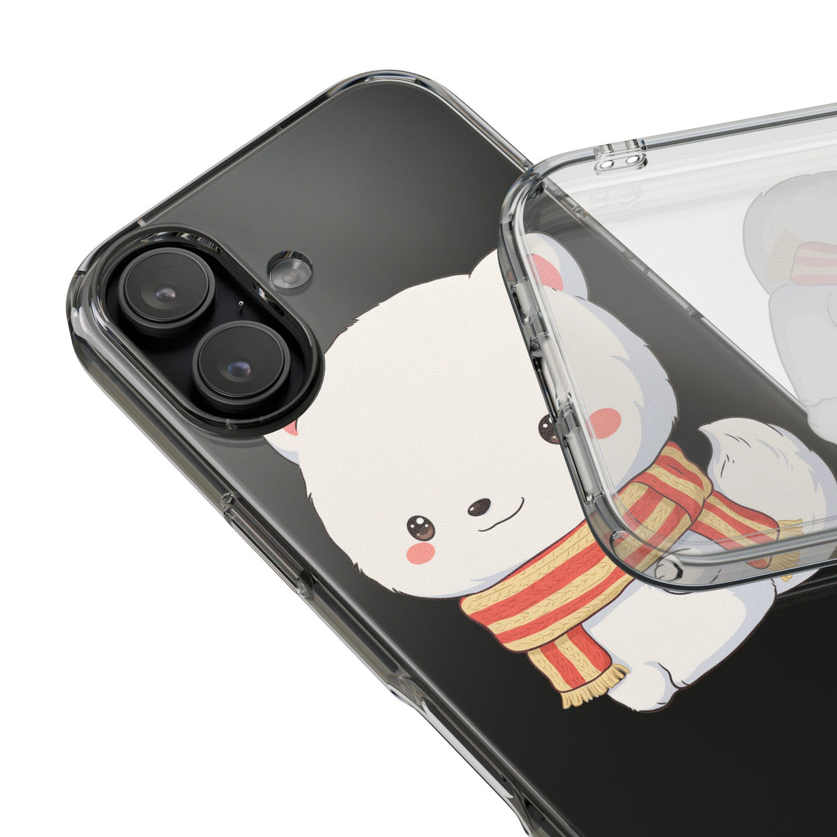Kawaii Arctic Fox Phone Case, Cozy Christmas Scarf