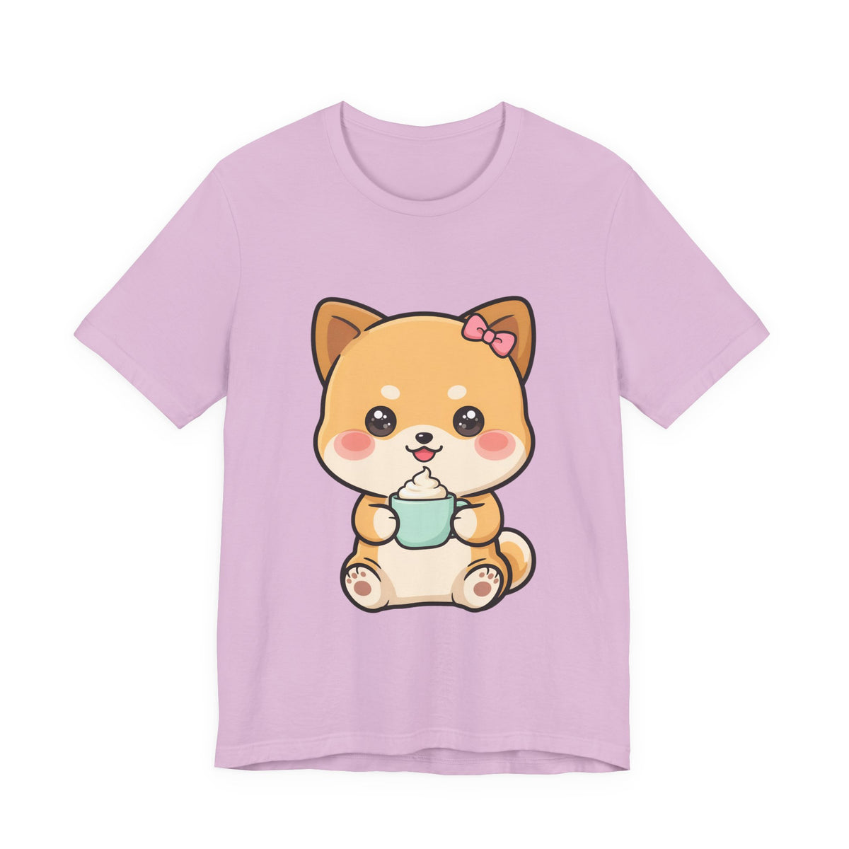 Kawaii Shiba Inu Coffee T-Shirt, Cute Latte Lover Tee