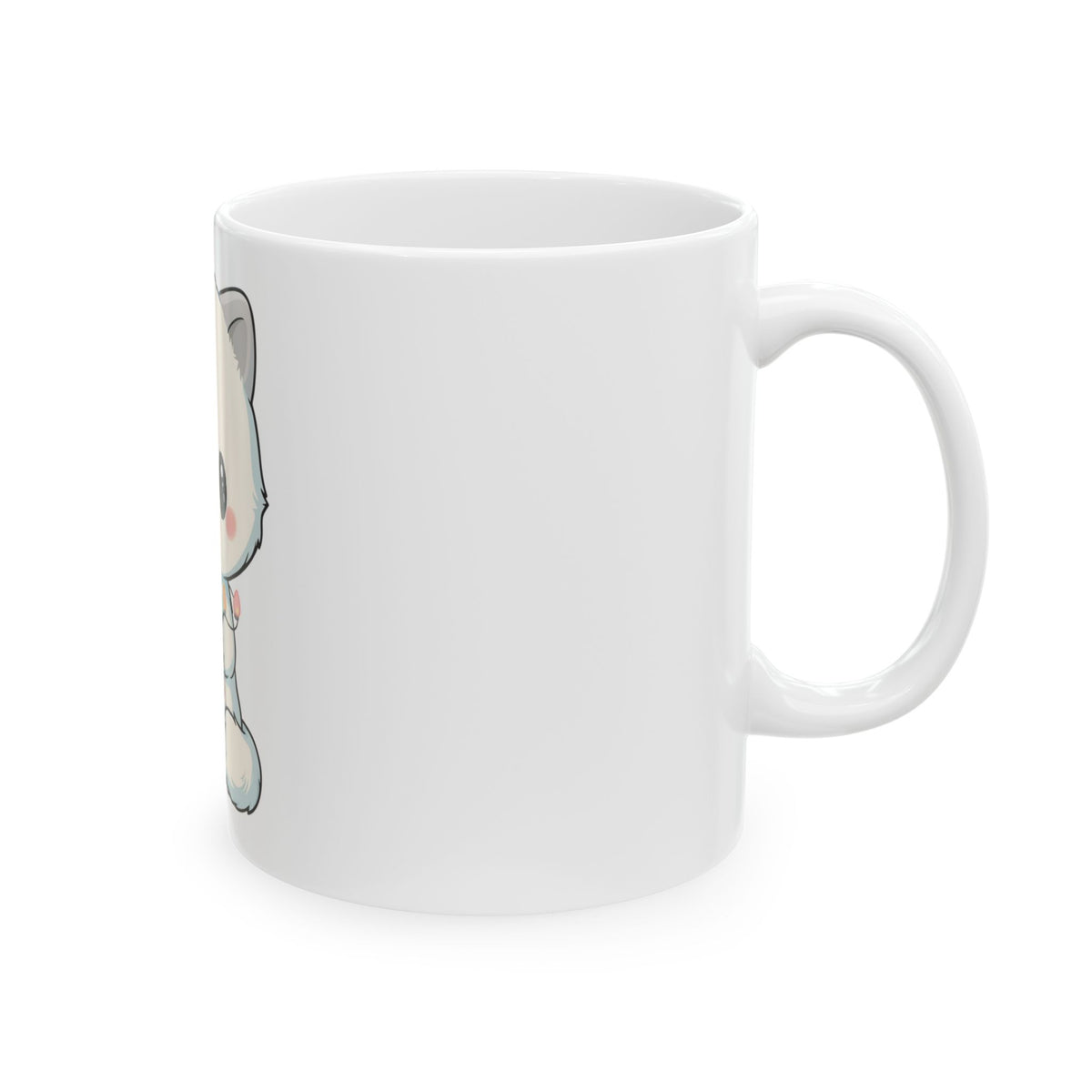Arctic Fox Mug with Fairy Lights, Cute Kawaii Ceramic Cup
