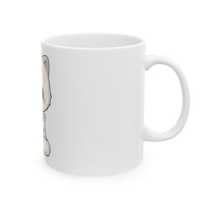 Arctic Fox Mug with Fairy Lights, Cute Kawaii Ceramic Cup