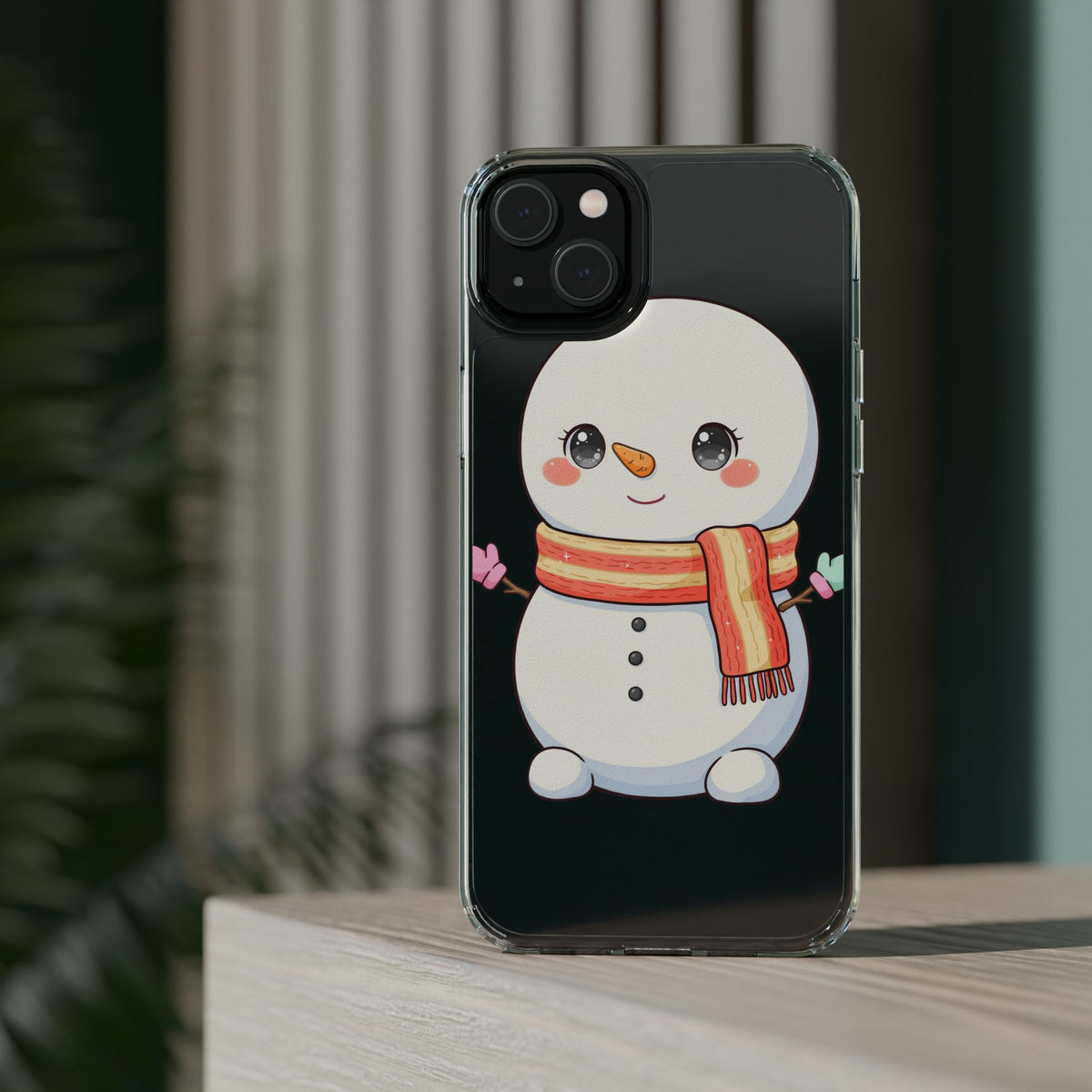 Kawaii Snowman Phone Case – Cute Christmas Clear Case