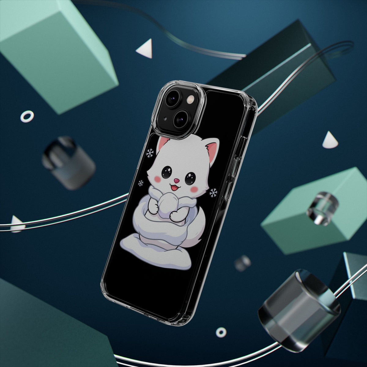 Kawaii Arctic Fox Phone Case, Cute Snow Day Gift