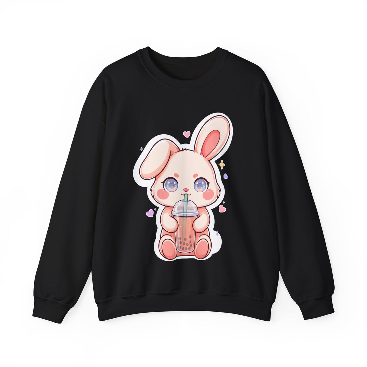 Kawaii Bunny Bubble Tea Sweatshirt, Cute Chibi Crewneck