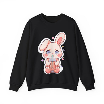 Kawaii Bunny Bubble Tea Sweatshirt, Cute Chibi Crewneck
