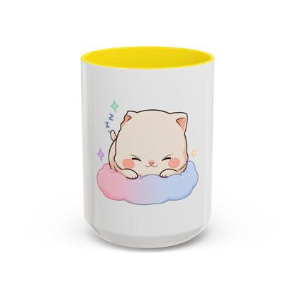 Kawaii Sleeping Cat Accent Coffee Mug