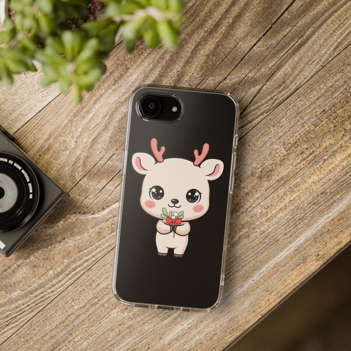 Kawaii Christmas Reindeer Clear Phone Case Gift