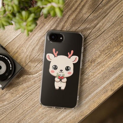 Kawaii Christmas Reindeer Clear Phone Case Gift