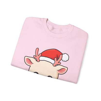 Kawaii Reindeer Christmas Sweatshirt, Cute Holiday Crewneck