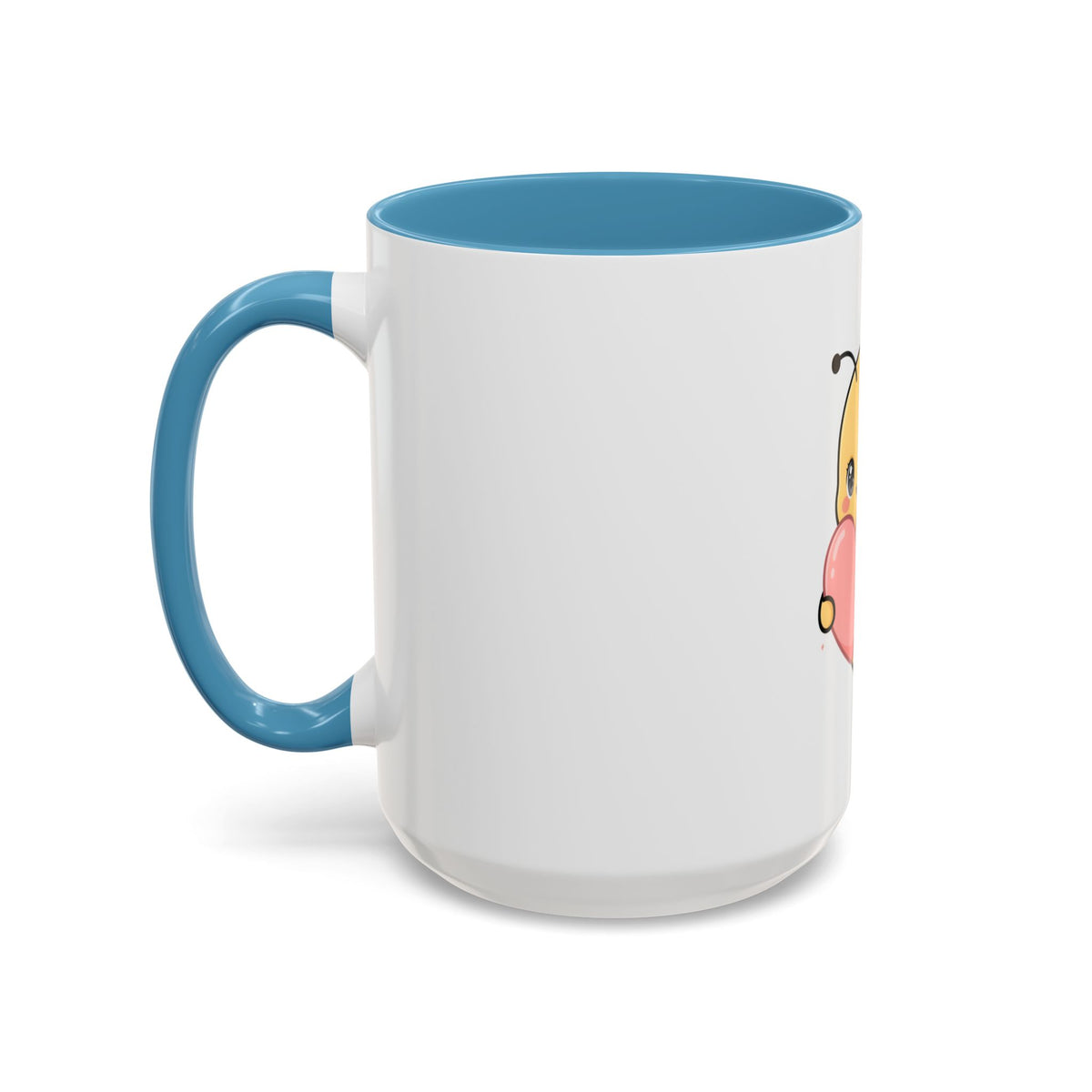 Kawaii Bee Accent Coffee Mug with Pink Heart