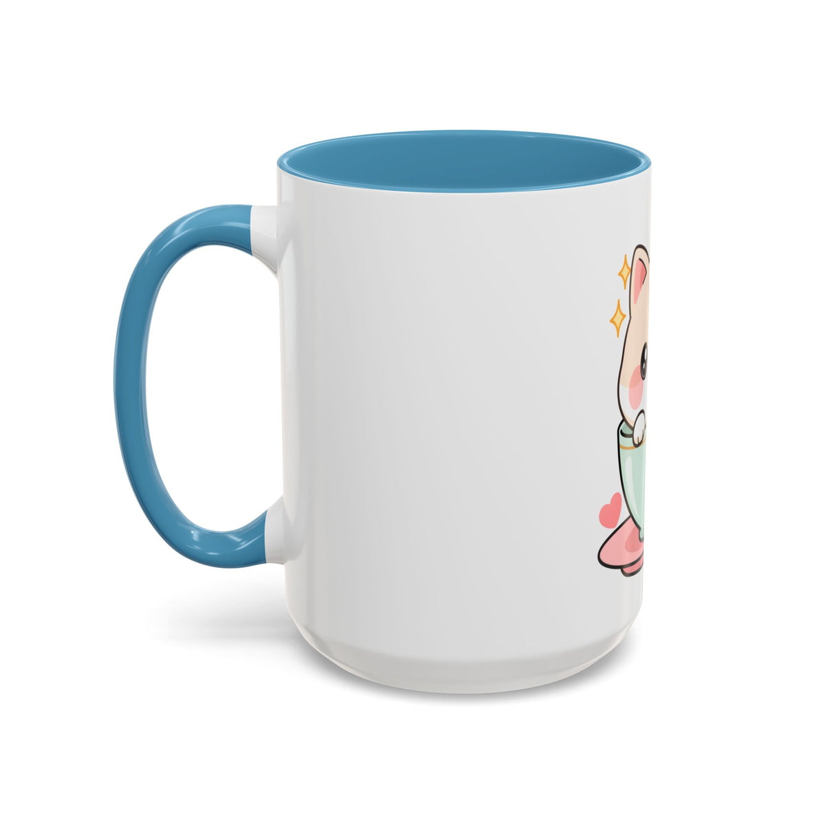 Kawaii Cat Coffee Mug, Cute Cat in Teacup Accent Mug