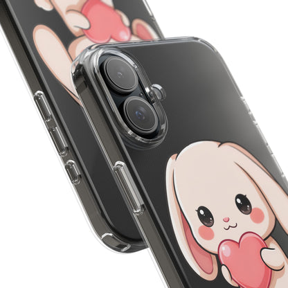 Kawaii Bunny Clear Phone Case with Heart