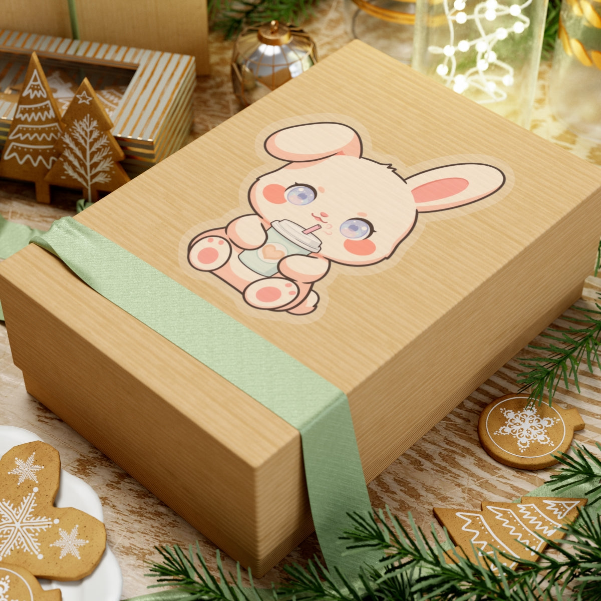 Kawaii Bunny Latte Sticker for Cozy Coffee Lovers
