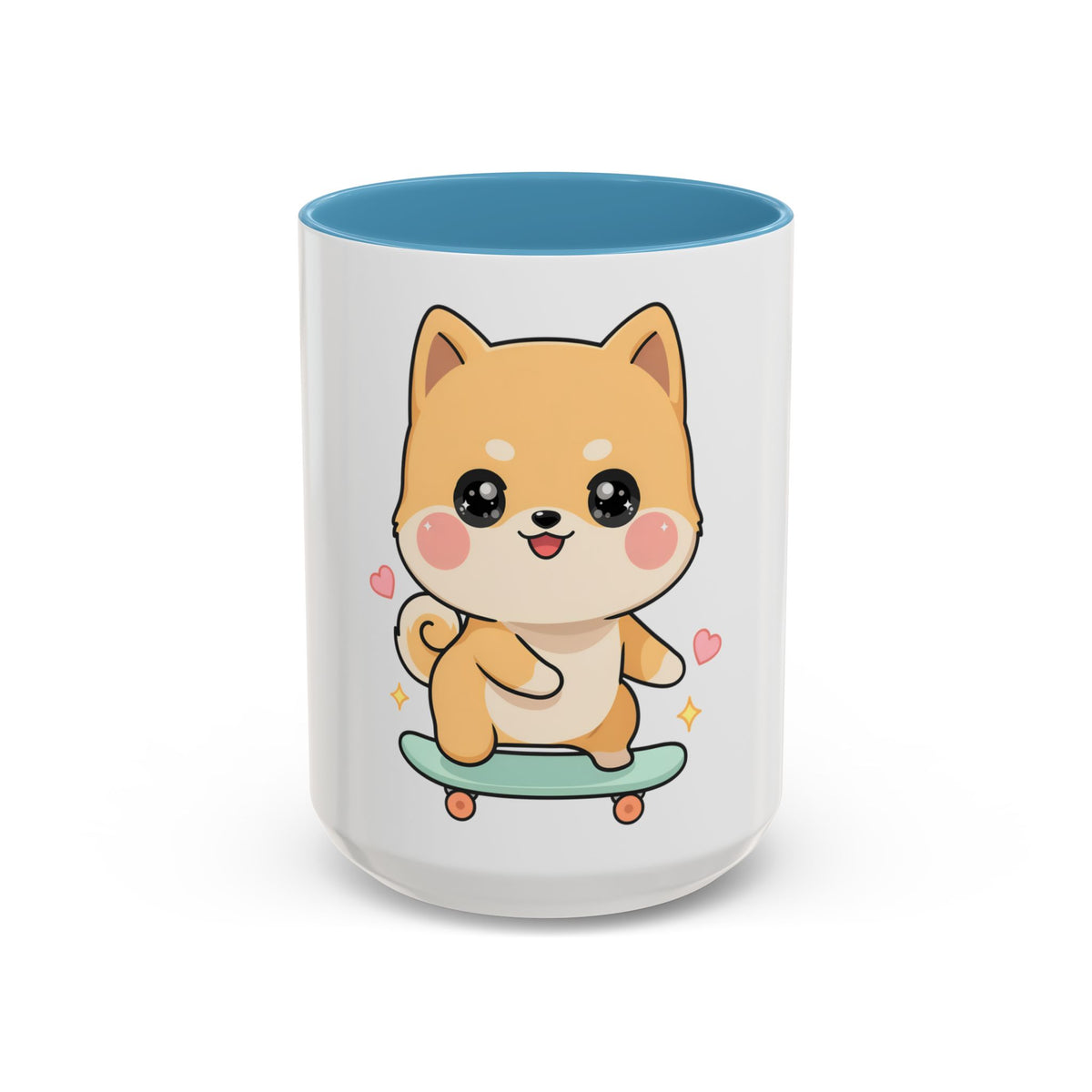 Kawaii Shiba Inu Skateboard Mug, Cute Accent Coffee Mug