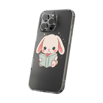Kawaii Reading Bunny Clear Impact-Resistant Case