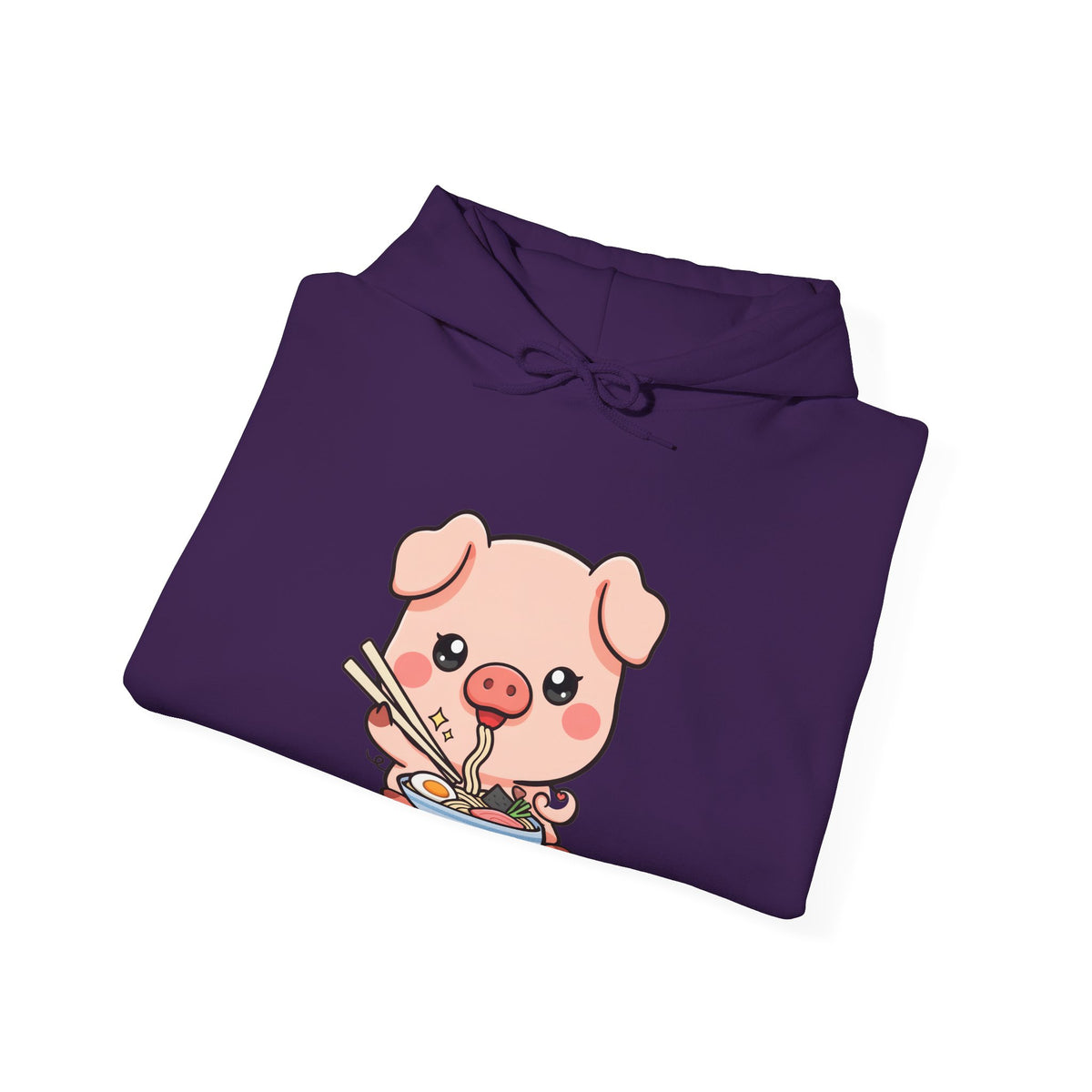 Kawaii Piglet Ramen Hoodie, Cute Noodle Lover Sweatshirt