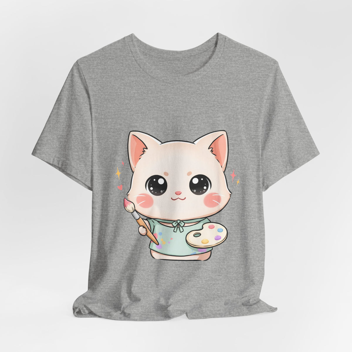 Kawaii Cat Artist T-Shirt for Creative Cat Lovers