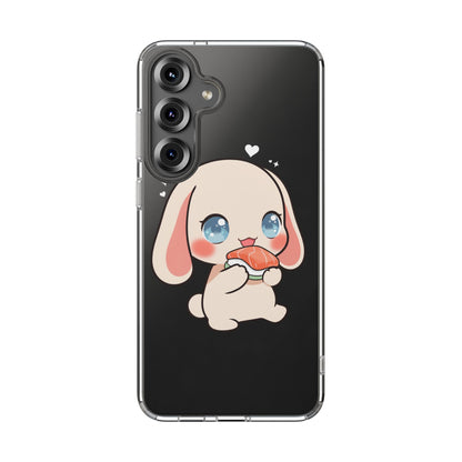 Kawaii Bunny Sushi Phone Case, Clear Impact-Resistant