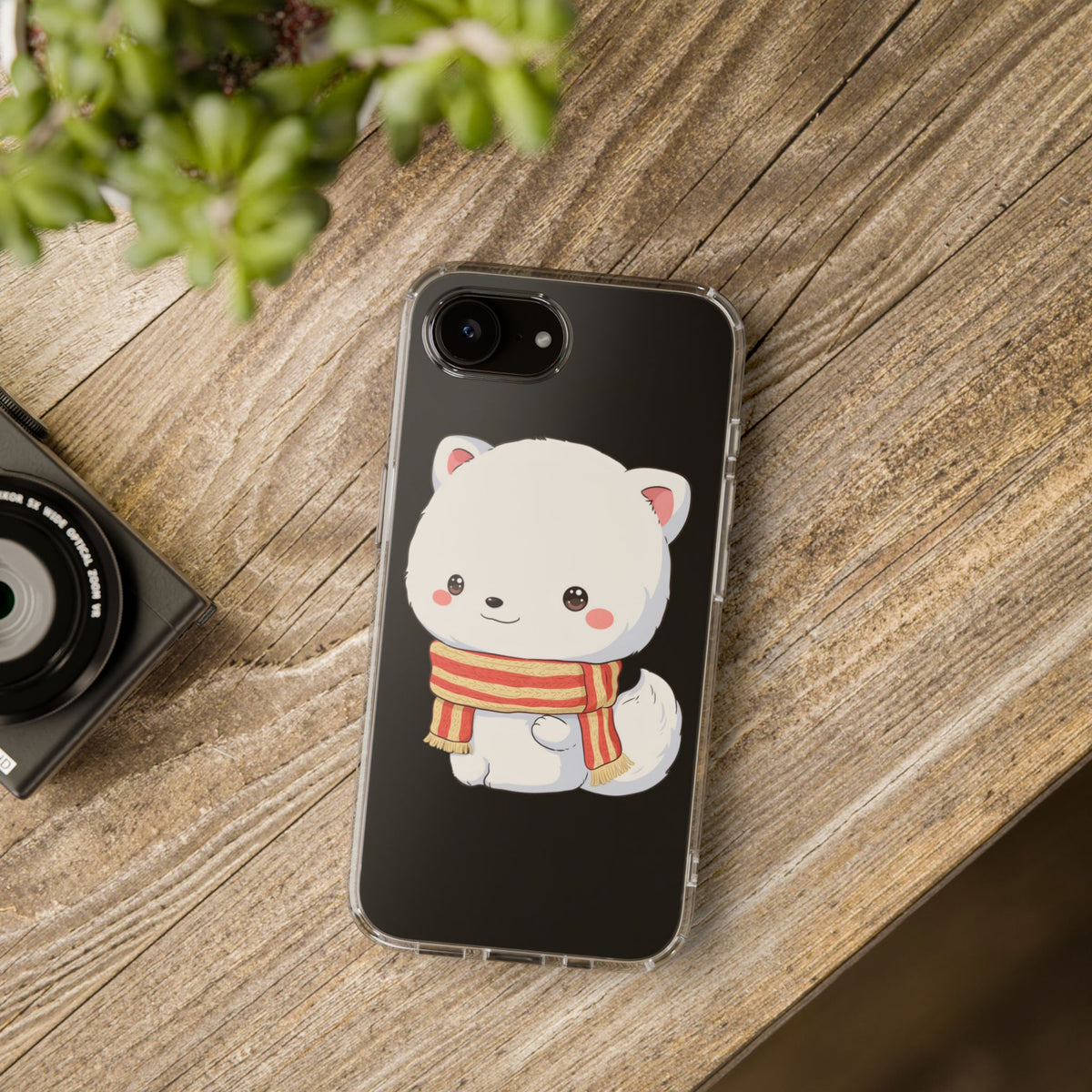 Kawaii Arctic Fox Phone Case, Cozy Christmas Scarf