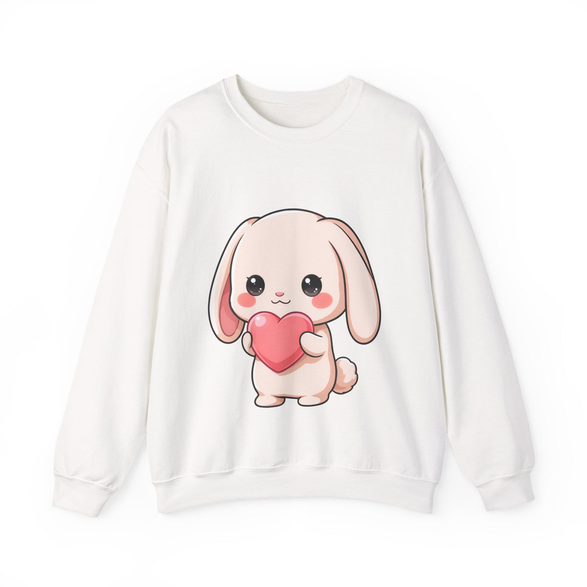 Kawaii Bunny Sweatshirt, Cute Heart Hug Crewneck